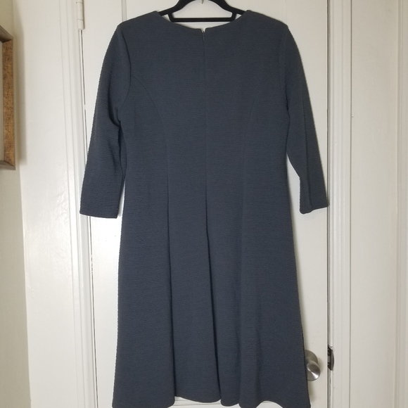 CALVIN KLEIN 14 gray ribbed knit 3/4 sleeve dress - Picture 5 of 8